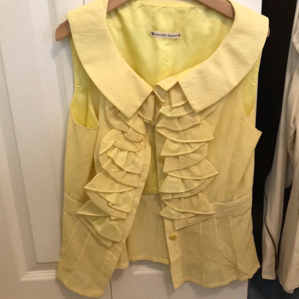 Nanette Lepore yellow ruffle blouse